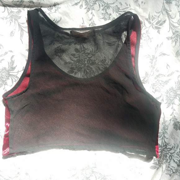 Band of Gypsies Red Velvet Crop Top - Picture 3 of 4